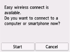 Ecranul Conectare wireless simplă: Urmaţi instrucţiunile de pe computer sau smartphone.